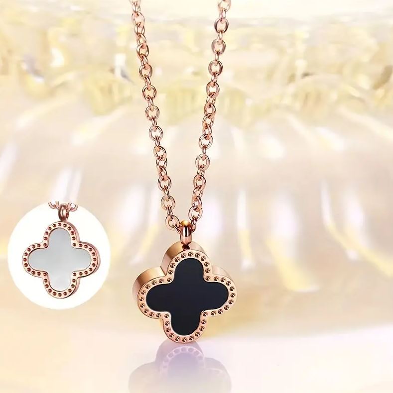 Clover Necklace Dupe - Double Sided - Black & White