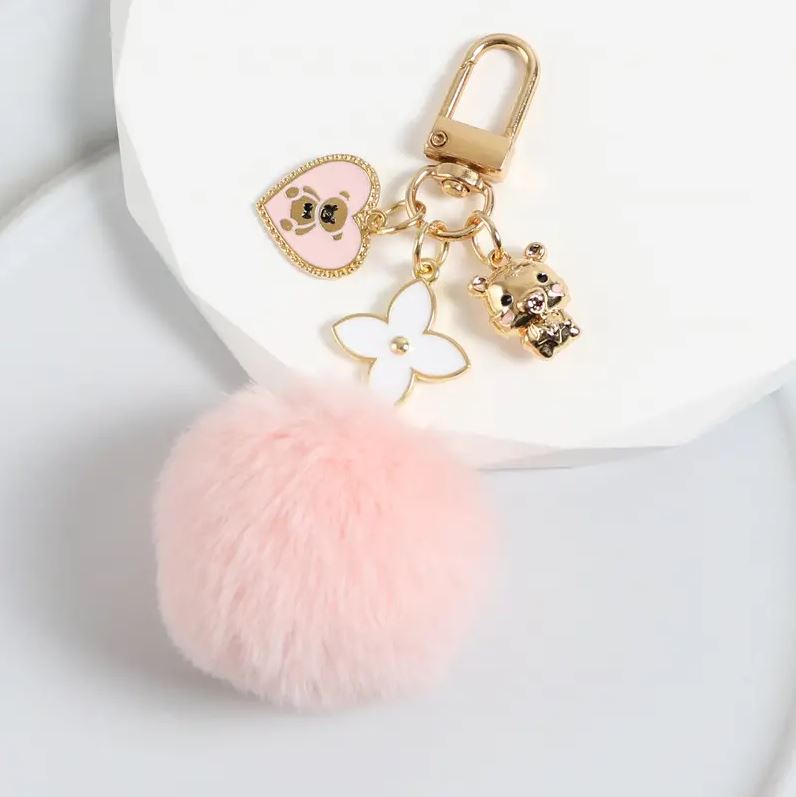 Pink Key Chain Pom Mini