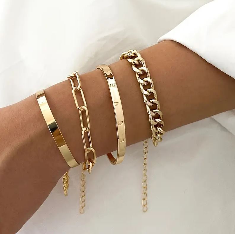 Four Diva Bracelets - Gold
