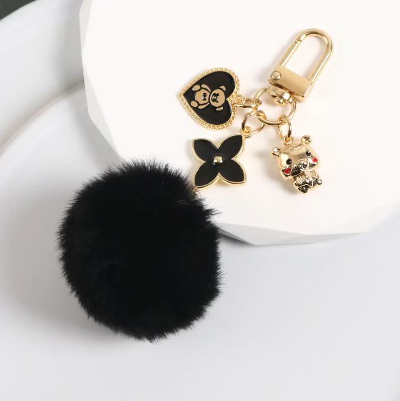 Black Key Chain Pom Mini