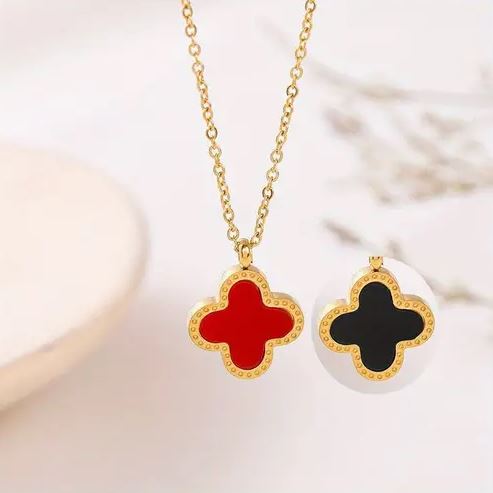 Clover Necklace Dupe - Double Sided - Black & Red